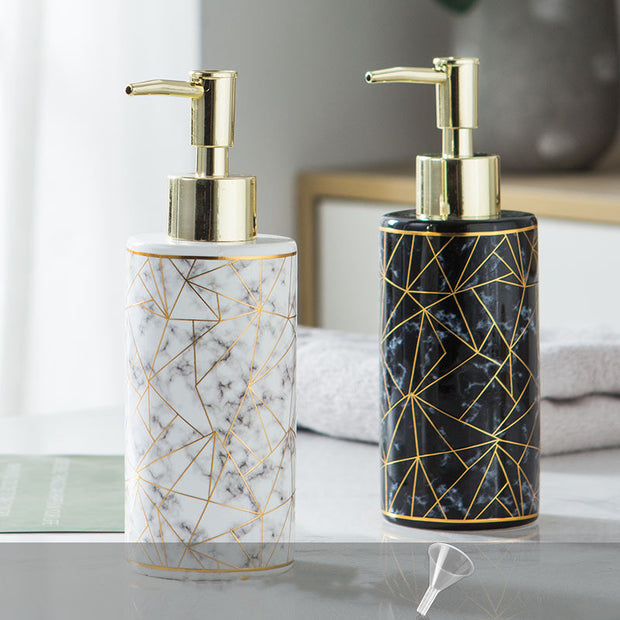 Marble Ceramic Lotion & Shampoo Dispenser Bottle