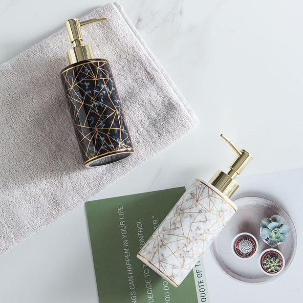 Marble Ceramic Lotion & Shampoo Dispenser Bottle