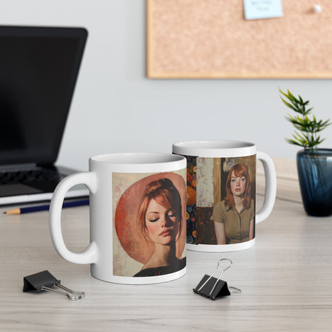 Hollywood Actress Tribute Coffee Mug, Lucian Freud Gustave Klimt Style, 11oz 15oz Ceramic Cup Art Lover Gift, Famous Actress Drinkware,
