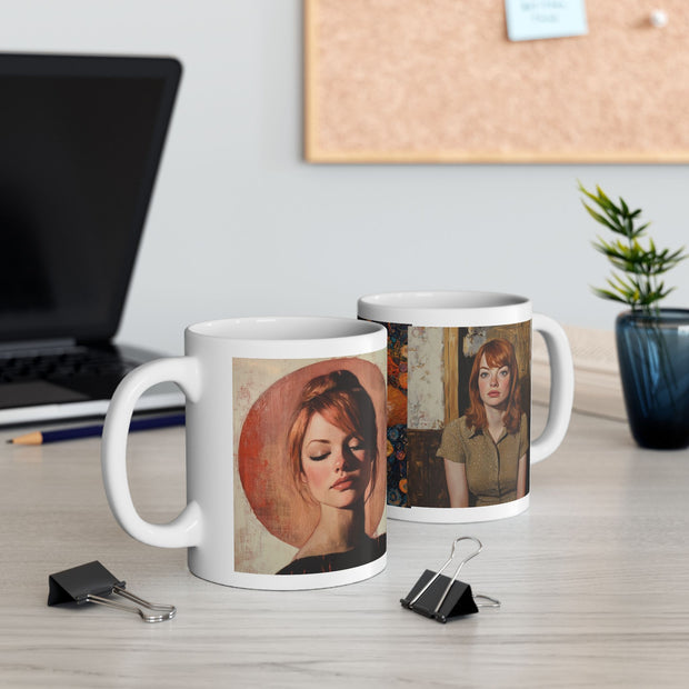 Hollywood Actress Tribute Coffee Mug, Lucian Freud Gustave Klimt Style, 11oz 15oz Ceramic Cup Art Lover Gift, Famous Actress Drinkware,