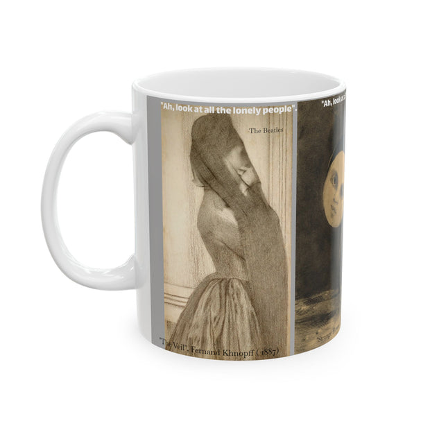 Ceramic Mug, Eleanor Rigby Lonely People Mug, Lewis Hine Drawing, Vintage Style Tea Cup, Coffee Lover Gift