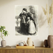 Vintage Family Photo Art Poster, Nostalgic Wall Decor for Home, Jean Francios Millet 'Where Can He Be' 1848, Timeless Gift for Heritage