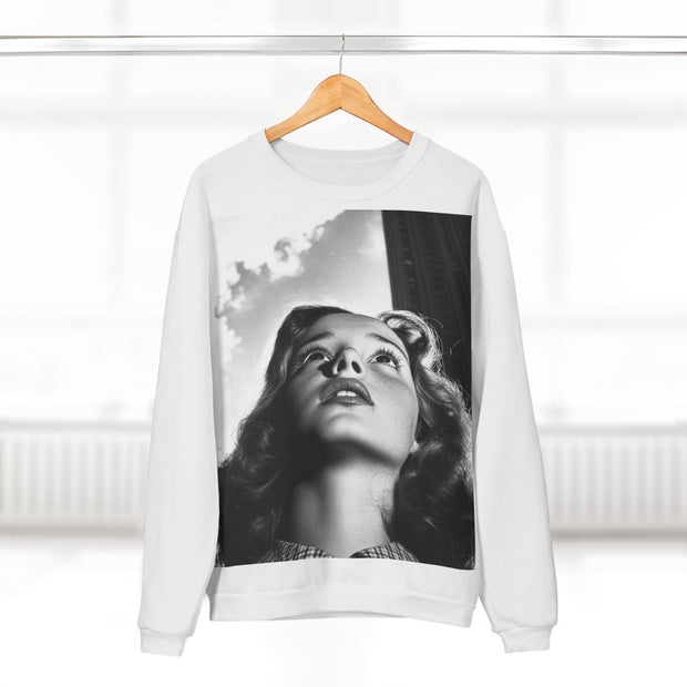Emergent Woman Unisex Sweatshirt, Nick Palsgraf Design, White Jumper, Gender Neutral, Gift for Her/Him, Trendy Fashion Apparel