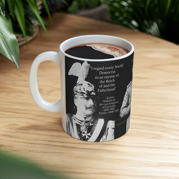 Kaiser Wilhelm II Coffee Mug, German King Historical Tea Cup, Almighty Instrument Reflective Drinkware, Gift for History Buff, Political
