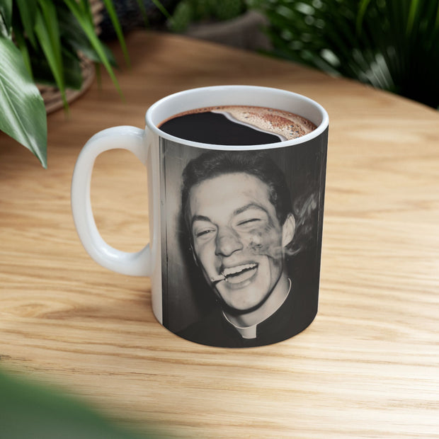 11 Oz Coffee Mug, "Happy Priest After a Brawl " and "Chinese Ascetic by the Sea" Photo & Painting by Nick Palsgraf (2025)