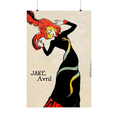 Matte Vertical Posters Toulouse-Lautrec Jane Avril  24 inches wide 36 long ( 1896 ) Courtesy Art Institute of Chicago