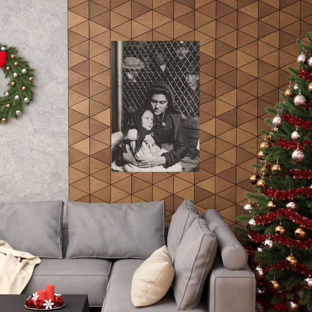 Matte Vertical Posters - Italian Immigrant Mother & Child in Detention, Ellis Island, by Lewis Wickes Hine (1905), Vintage Wall Art Home