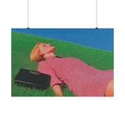 Poster Print, Wall Art Decor, Matte Painting Reproduction, Minimalist Art Print, Reclining Woman with Black Purse, David Hockney Inspired