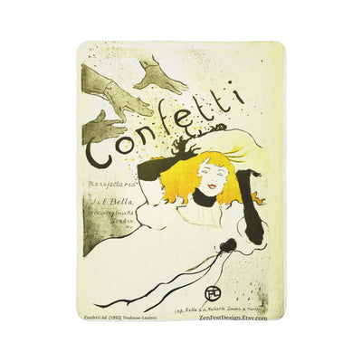 Fleece Sherpa Blanket 'Confetti' - Toulouse Lautrec Design, Cozy Home Decor, Gift for Art Lovers, Soft Throw Blanket, Warm Winter Blanket,