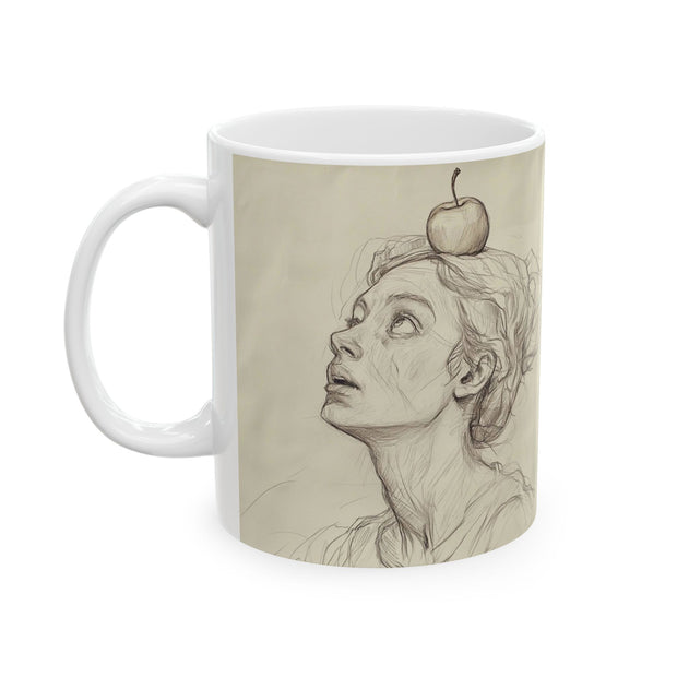 William Tell's Daughter Ceramic Mug, Nick Palsgraf Art, 11oz, 15oz, Unique Coffee Cup, Gift for Art Lovers, Kitchen Decor, Tea Mug