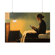 Painting Poster, Woman in Hotel Room, Edward Hopper Inspired, Matte Horizontal Art Print, Wall Decor, Bedroom Art, Home Office Decor,