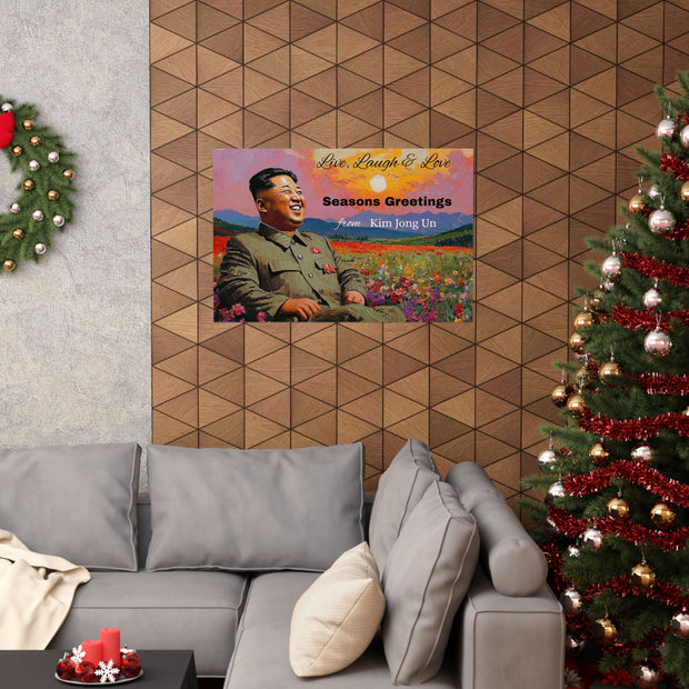 Matte Poster, Kim Jong Un Holiday Wall Art, Dear Leader Portrait, North Korea Gift, Horizontal Print, Propaganda Decor