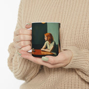 Ceramic Mug, 'Far from Alone' 'Woman & Lipstick' by Nick Palsgraf, inspired by Edward Hopper