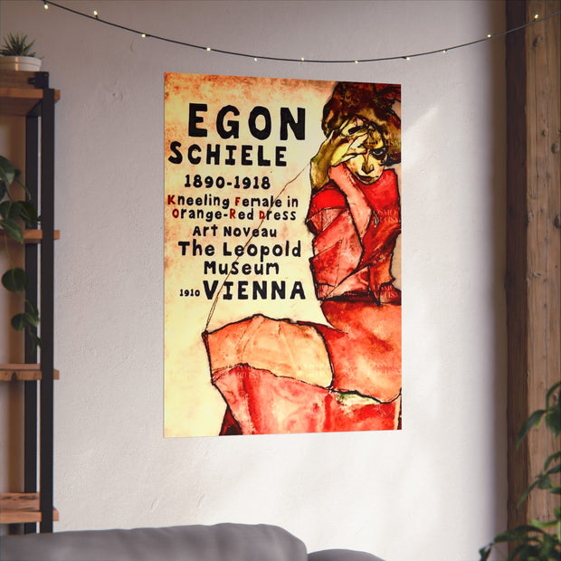 Egon Schiele Art Exhibition Matte Vertical Poster, Reproduction Wall Art Decor, Artist Advertisement Print, Art Lover Gift, Home Gallery
