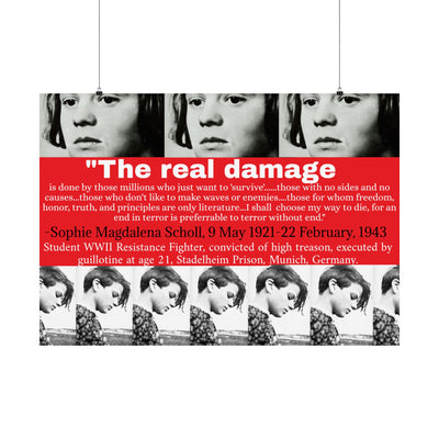 German Poster Matte Horizontal Posters - Sophie Scholl Quotes Vintage Wall Art Print, Minimalist Home Decor, Unique Gift Idea, Munich 1943