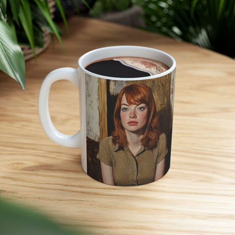 Hollywood Star Ceramic Mug, 11oz - Dark Lucian Freud Style Coffee Cup, Unique Movie Star Design by Nick Palsgraf, Gift for Film Buffs,