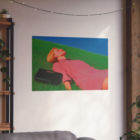 Poster Print, Wall Art Decor, Matte Painting Reproduction, Minimalist Art Print, Reclining Woman with Black Purse, David Hockney Inspired