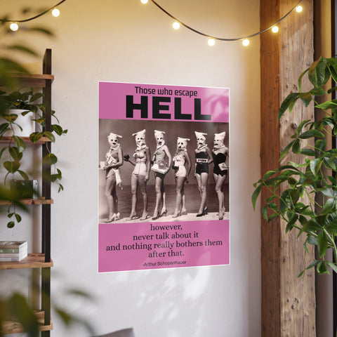 Poster Print, 1930s Dark Bathing Beauties Photo Art Paper with Schopenhauer Quote, Power and Darkness