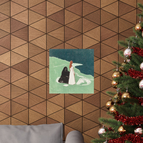 Matte Horizontal Posters Two Women on the Shore, Edvard Munch, Norwegian 1898; Courtesy Art Institute of Chicago