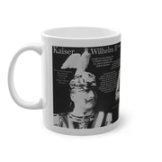 Kaiser Wilhelm Coffee Mug, Historical German Emperor Bird Lover Cup, World Wars History Drinkware, Black and White Mug, Gift for History