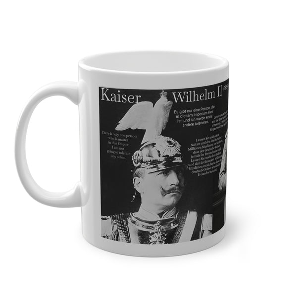 Kaiser Wilhelm Coffee Mug, Historical German Emperor Bird Lover Cup, World Wars History Drinkware, Black and White Mug, Gift for History