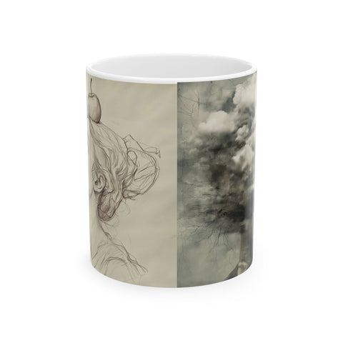 William Tell's Daughter Ceramic Mug, Nick Palsgraf Art, 11oz, 15oz, Unique Coffee Cup, Gift for Art Lovers, Kitchen Decor, Tea Mug