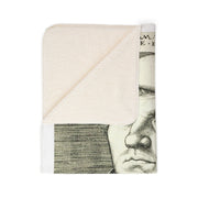 Fleece Sherpa Blanket with Martin Luther Sketching Design, Cozy Home Decor, Large Throw Blanket, Art Lover Gift, Religious History Decor,