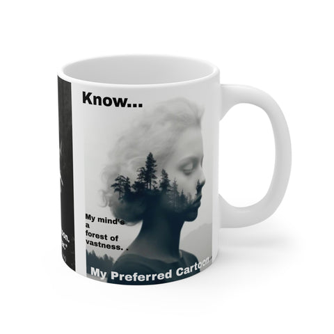 Mug 11oz Cartoon Blonde Greta Garbo Forest in the mind