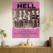 Poster Print, 1930s Dark Bathing Beauties Photo Art Paper with Schopenhauer Quote, Power and Darkness