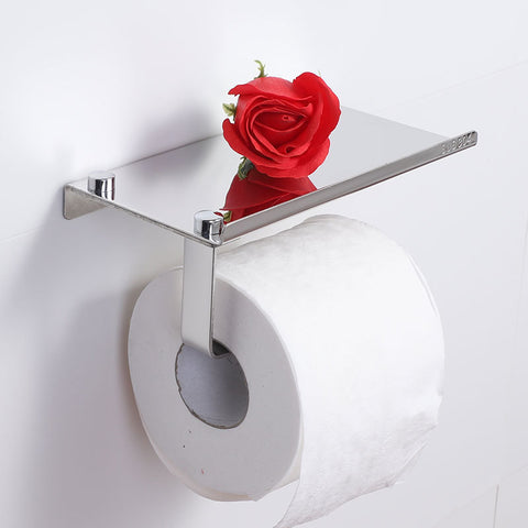 304 Stainless Steel Toilet Paper Holder with Phone Shelf