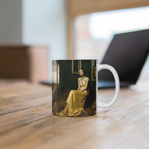 Alien Abduction Coffee Mug, UFO Theme Cup, Extraterrestrial Gift, Fun Sci-Fi Tea Cup, Hopper Painting Mug