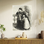 Vintage Family Photo Art Poster, Nostalgic Wall Decor for Home, Jean Francios Millet 'Where Can He Be' 1848, Timeless Gift for Heritage