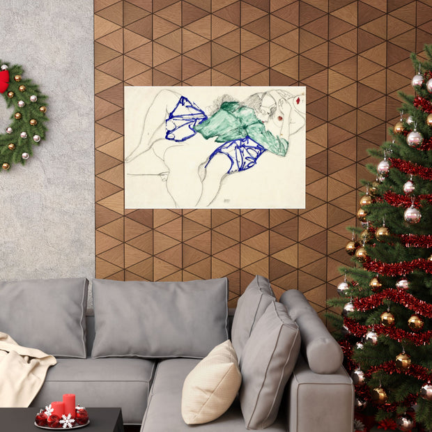 Vintage Lesbian Art Matte Horizontal Poster, Two Women Making Love 1913, Home Decor Print, Wall Art, Gift for LGBTQ, Pride Poster