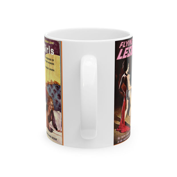 Pulp Fiction Lesbian Girls Mug, 11oz Ceramic Mug, Private Party Coffee Mug; Tea Cup, Remember Political Incorrect Days, Men Ruled, Women