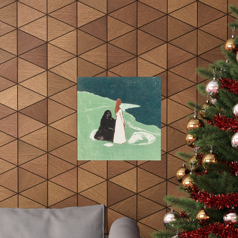 Matte Horizontal Posters Two Women on the Shore, Edvard Munch, Norwegian 1898; Courtesy Art Institute of Chicago