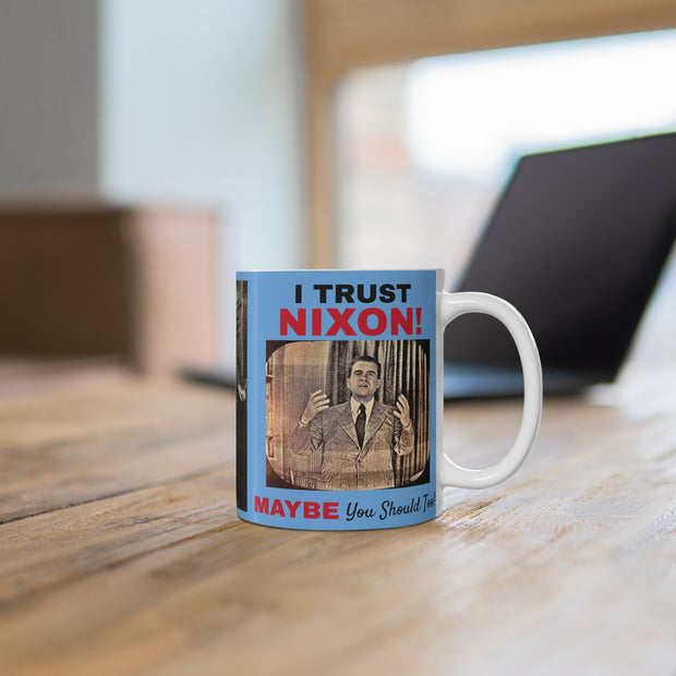 Nixon on TV 11oz Mug - Vintage President Retro Coffee Cup, Political History Collectible Gift, Republican Democrat Political Enthusiast,