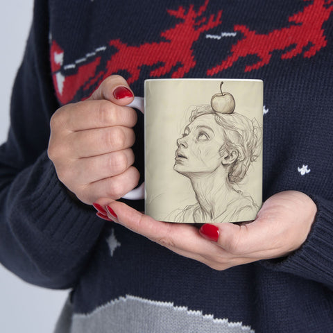 William Tell's Daughter Ceramic Mug, Nick Palsgraf Art, 11oz, 15oz, Unique Coffee Cup, Gift for Art Lovers, Kitchen Decor, Tea Mug