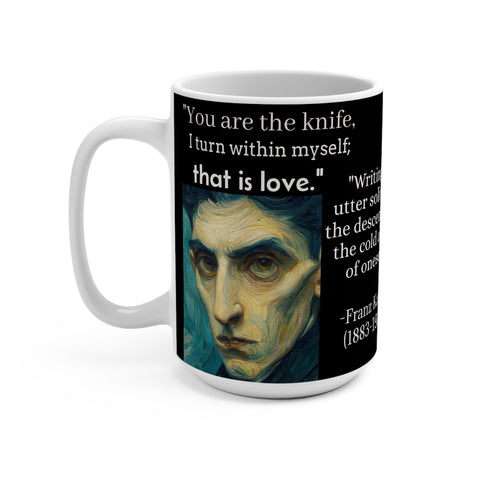 Franz Kafka Quotes 15oz Coffee Mug, Literary Writer Gift, Writing Is Solitude Mug, Evil Quotes Cup, Gift for Book Lovers, Unique Ceramic Tea