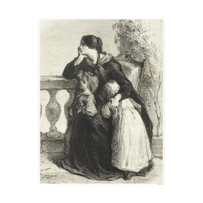 Vintage Family Photo Art Poster, Nostalgic Wall Decor for Home, Jean Francios Millet 'Where Can He Be' 1848, Timeless Gift for Heritage