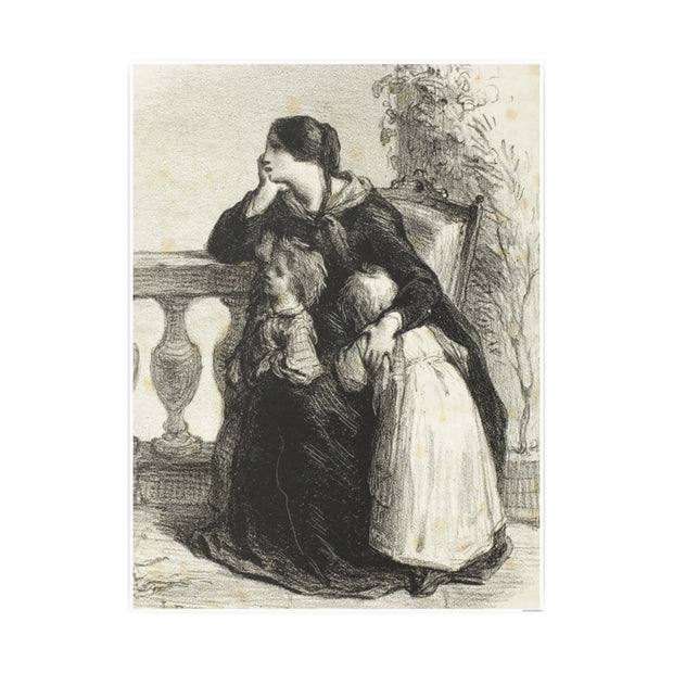 Vintage Family Photo Art Poster, Nostalgic Wall Decor for Home, Jean Francios Millet 'Where Can He Be' 1848, Timeless Gift for Heritage