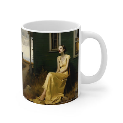 Alien Abduction Coffee Mug, UFO Theme Cup, Extraterrestrial Gift, Fun Sci-Fi Tea Cup, Hopper Painting Mug