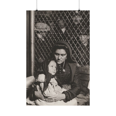 Matte Vertical Posters - Italian Immigrant Mother & Child in Detention, Ellis Island, by Lewis Wickes Hine (1905), Vintage Wall Art Home
