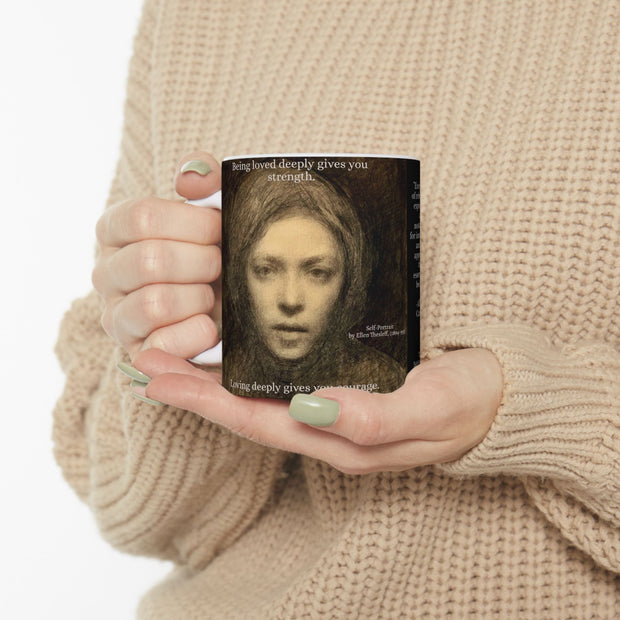 Mug, Self-Portrait of Finnish Master Ellen Thesleff, 11oz, 15oz, Original Painting by Nick Palsgraf, "Disheveled Man", (2025)