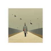 Art Poster Print, The Walking Man with Birds, 32x32 or 28x28 inches; Curated by Nick Palsgraf, Wall Art Decor, Unique Home Decor, Large
