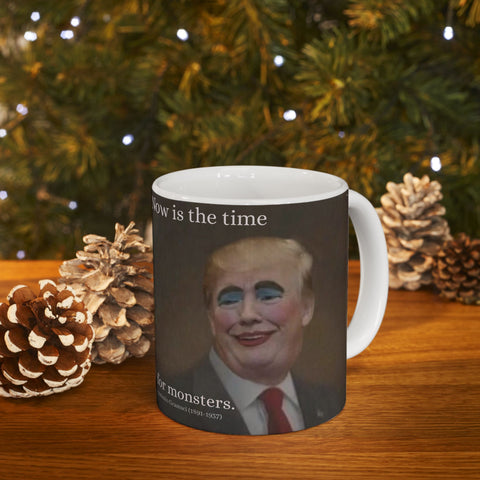 Ceramic Mug, Antonio Gramsci Quote Coffee Cup, Triplets in Terror Painting, Trump Clownface, 11oz, Tea Cup, Gift, Novelty Mug, Kitchen