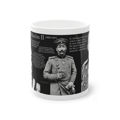 Kaiser Wilhelm Coffee Mug, Historical German Emperor Bird Lover Cup, World Wars History Drinkware, Black and White Mug, Gift for History