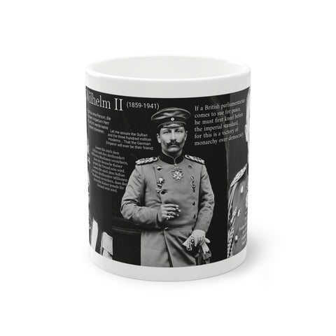 Kaiser Wilhelm Coffee Mug, Historical German Emperor Bird Lover Cup, World Wars History Drinkware, Black and White Mug, Gift for History