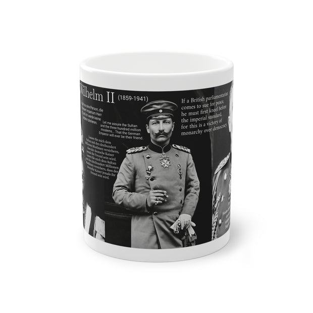 Kaiser Wilhelm Coffee Mug, Historical German Emperor Bird Lover Cup, World Wars History Drinkware, Black and White Mug, Gift for History