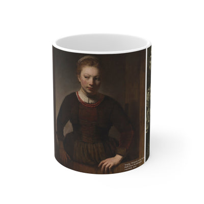 Mug 11oz Cornellis Visscher 1649; Head of Old Woman & Rembrandt Woman at Door 1645