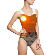 Women's Classic One-Piece Swimsuit (AOP) Sunset Holland Michigan at Sunset; "The Holland Beach One Piece Bathing Suit"